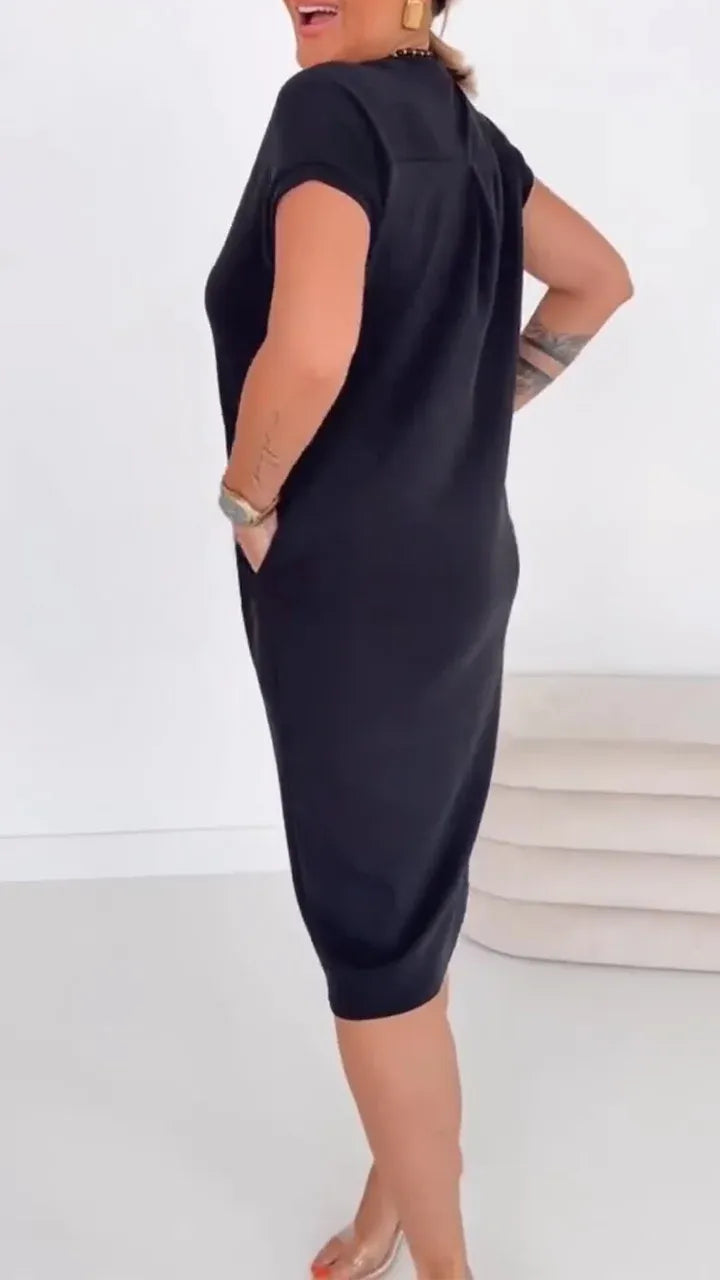 Women’s Casual Loose Crew Neck Midi Dress