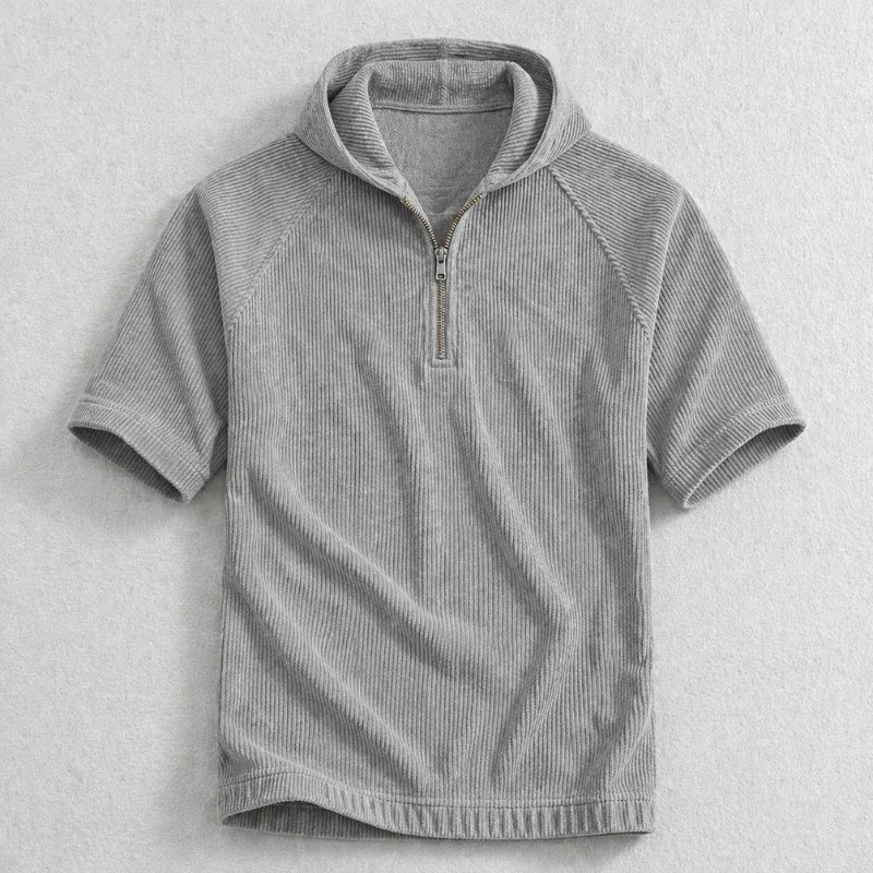 Men’s Short Sleeve Half-Zip Hooded Shirt