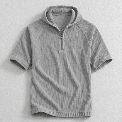 Men’s Short Sleeve Half-Zip Hooded Shirt