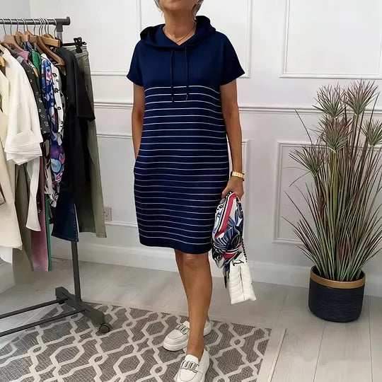 Women's Hooded Striped Casual Dress