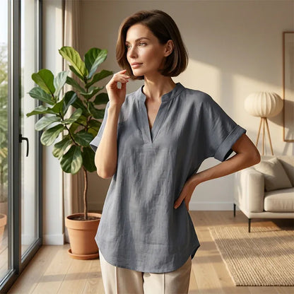 Women’s Loose Fit Short Sleeve V-Neck Top