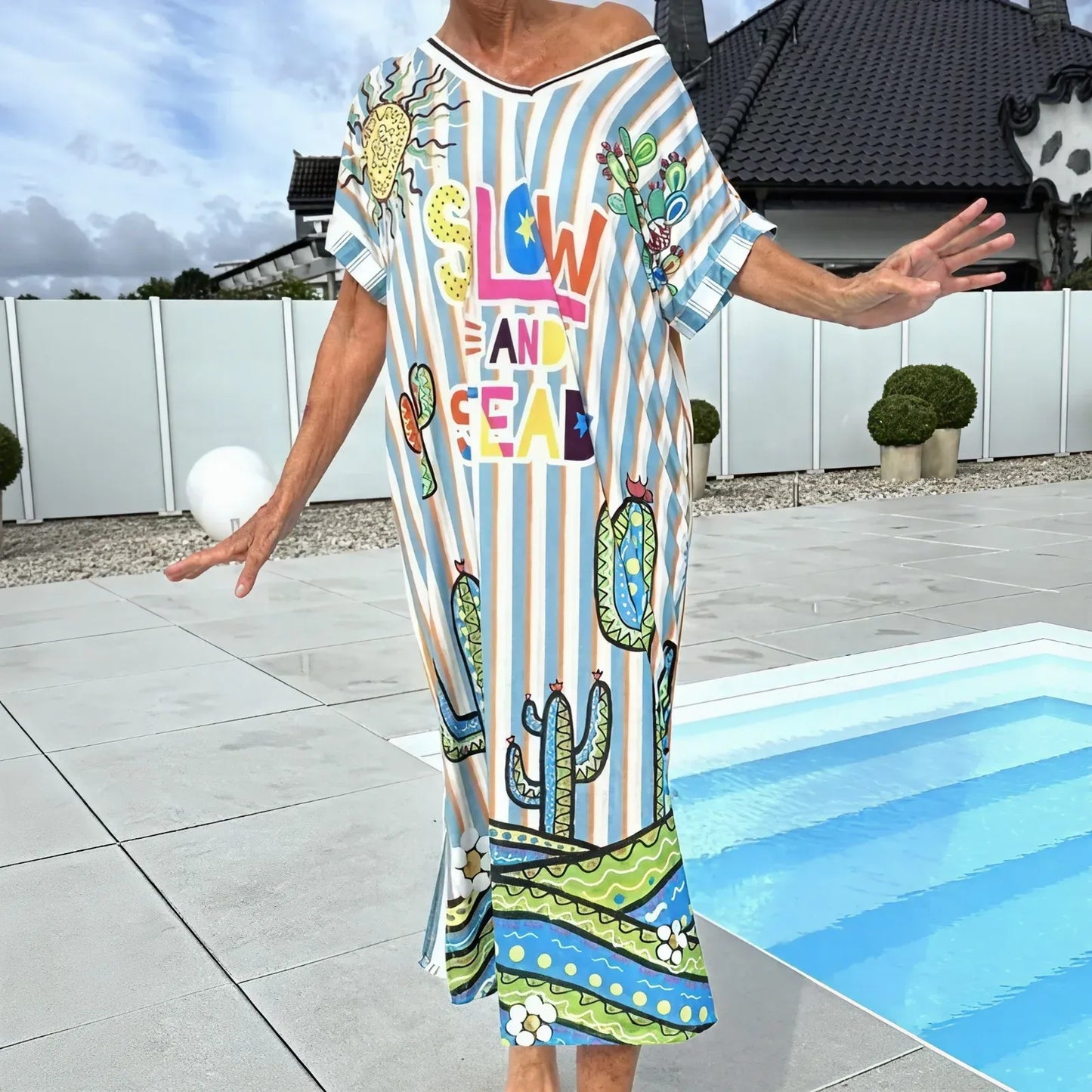 Women’s Printed Loose Fit Midi Dress