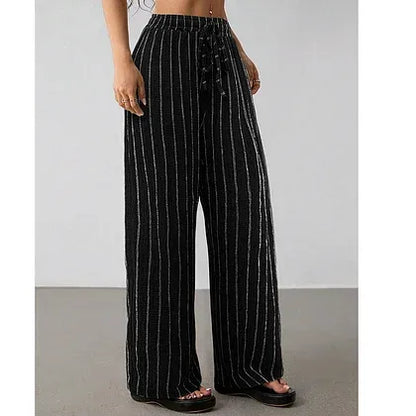 Women’s Striped Wide-Leg Drawstring Pants