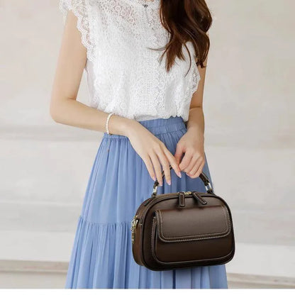 Structured Leather-Look Crossbody Bag