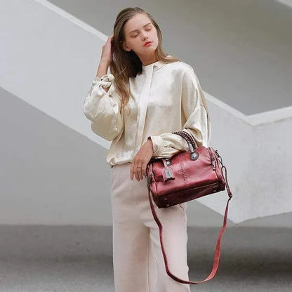 Women’s Large Capacity Leather-Look Satchel Bag