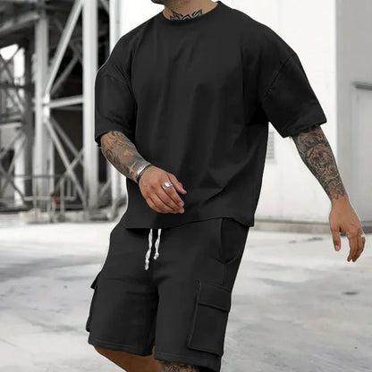 Men’s Relaxed Fit T-Shirt &amp; Cargo Shorts Set