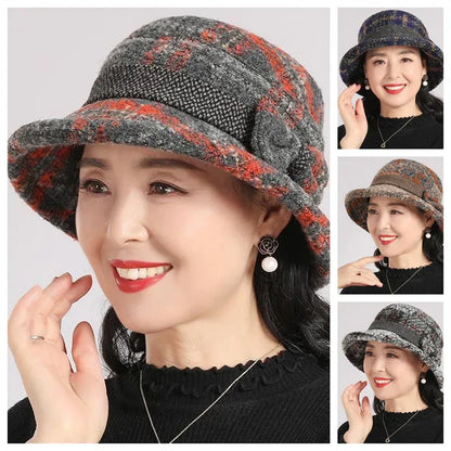 Women’s Vintage Plaid Wool-Blend Cloche Hat