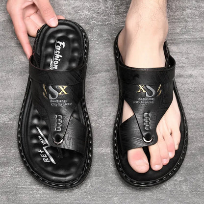 Men’s Leather-Look Comfort Thong Sandals