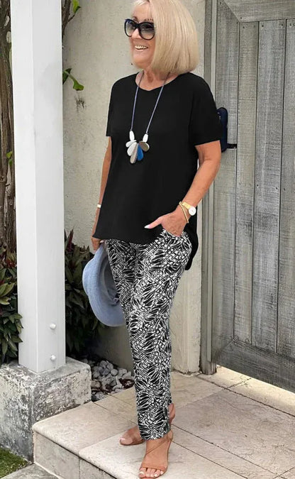 Women’s Casual Two-Piece Printed Pants Set