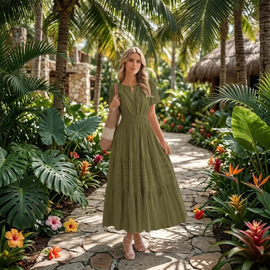Women’s Flowy Smocked Waist Midi Dress