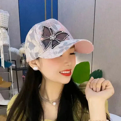 Women’s Lace Butterfly Rhinestone Baseball Cap