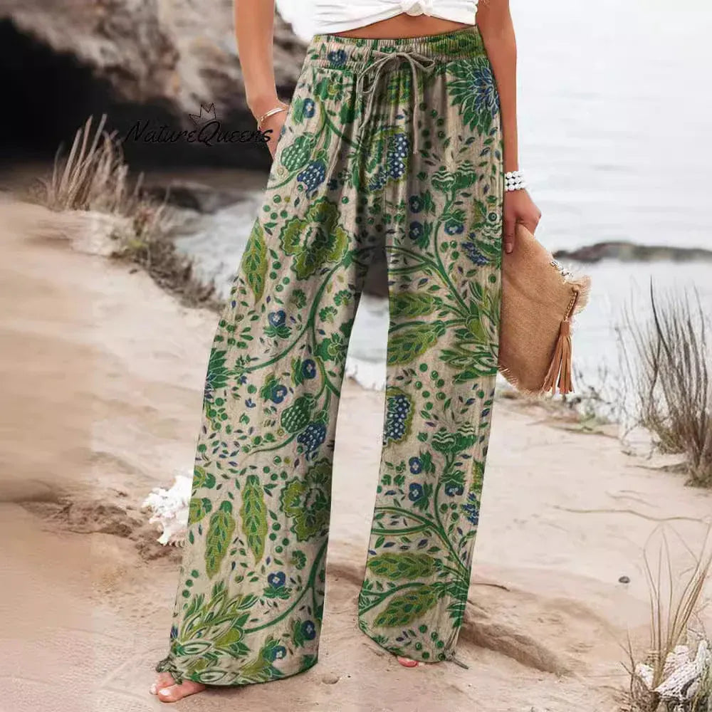 Women’s Floral High-Waisted Wide-Leg Pants