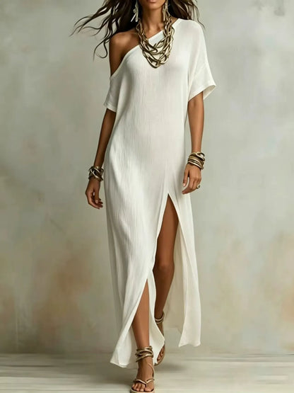 Women's One-Shoulder Asymmetrical Maxi Dress