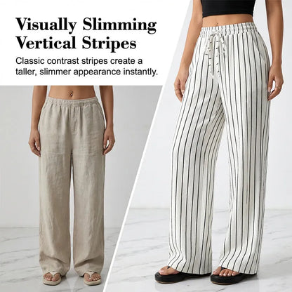 Women’s Striped Wide-Leg Drawstring Pants