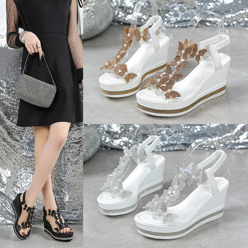 Women’s Butterfly Embellished Wedge Sandals