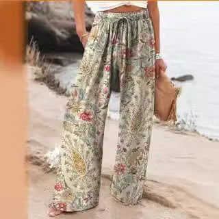 Women’s Floral High-Waisted Wide-Leg Pants