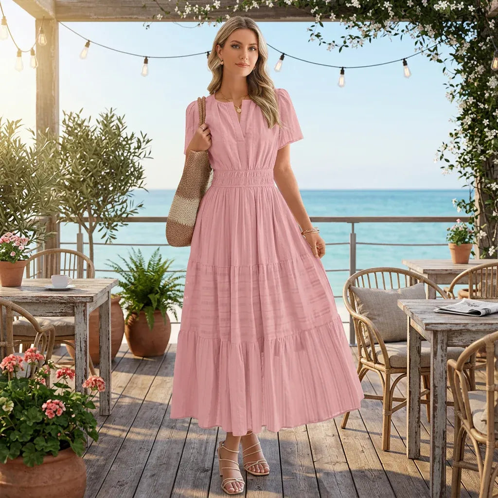 Women’s Flowy Smocked Waist Midi Dress