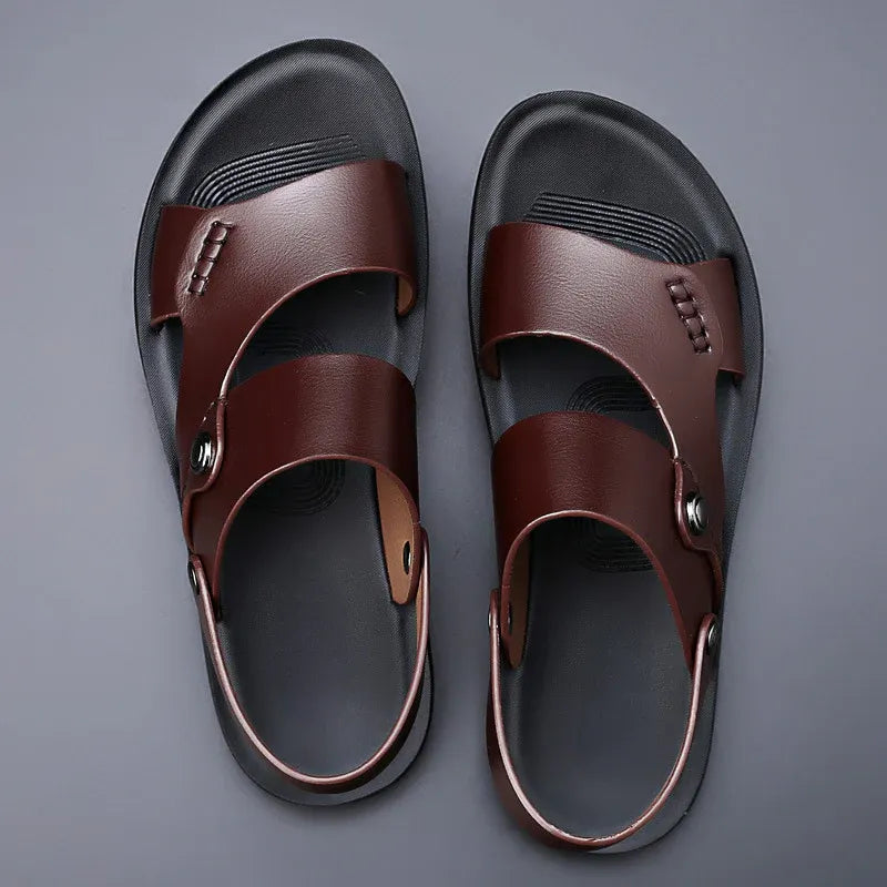 Men’s Adjustable Leather-Look Slingback Sandals