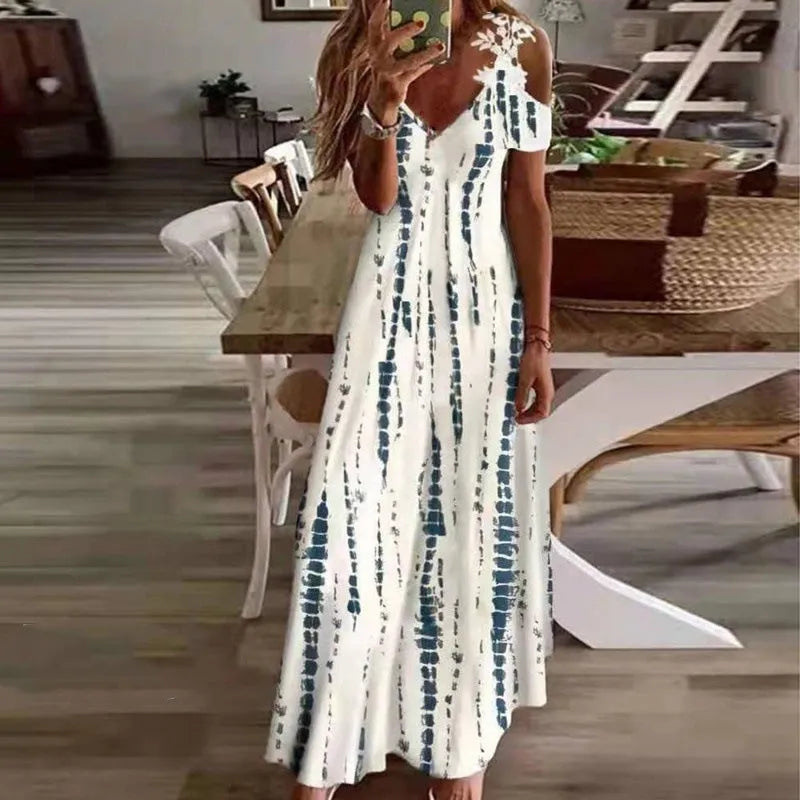 Women's Cold Shoulder Ombre Maxi Dress