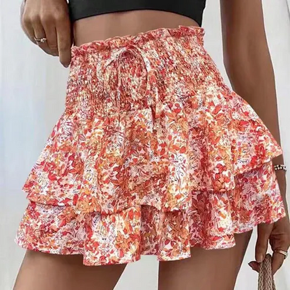 Women’s Floral Ruffle Tiered Mini Skirt