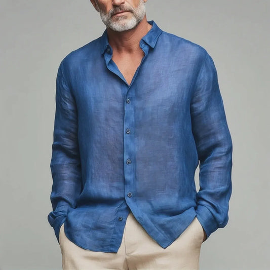 Men’s Lightweight Linen-Blend Long Sleeve Shirt
