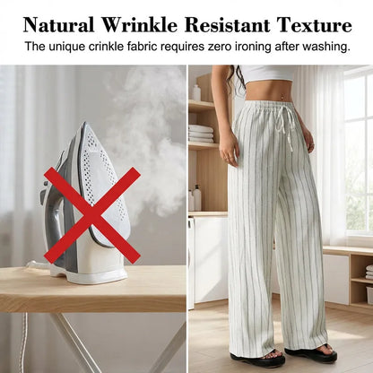 Women’s Striped Wide-Leg Drawstring Pants