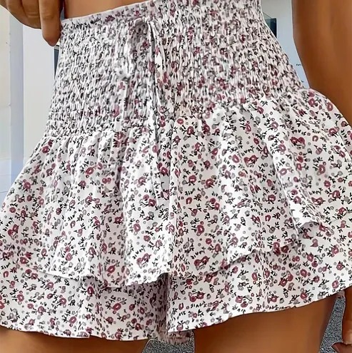 Women’s Floral Ruffle Tiered Mini Skirt