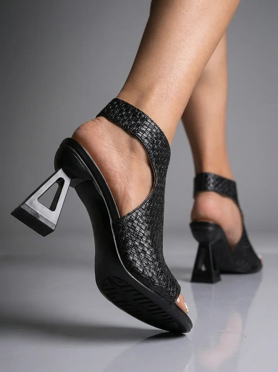 Women's Braided Cutout Heeled Sandals