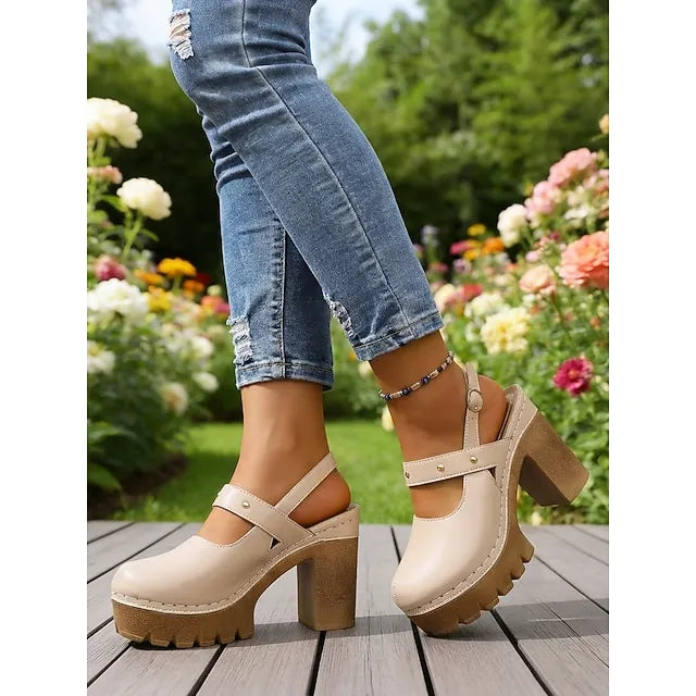Women’s Closed-Toe Platform Block Heel Mary Jane Shoes