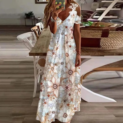 Women's Cold Shoulder Ombre Maxi Dress