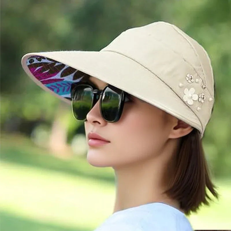Women’s Foldable Wide Brim Ponytail Sun Hat