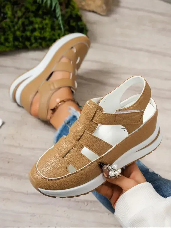 Women’s Cutout Hook-and-Loop Wedge Sneakers