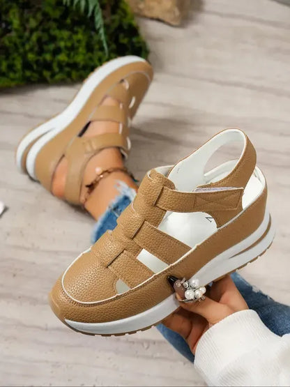 Women’s Cutout Hook-and-Loop Wedge Sneakers