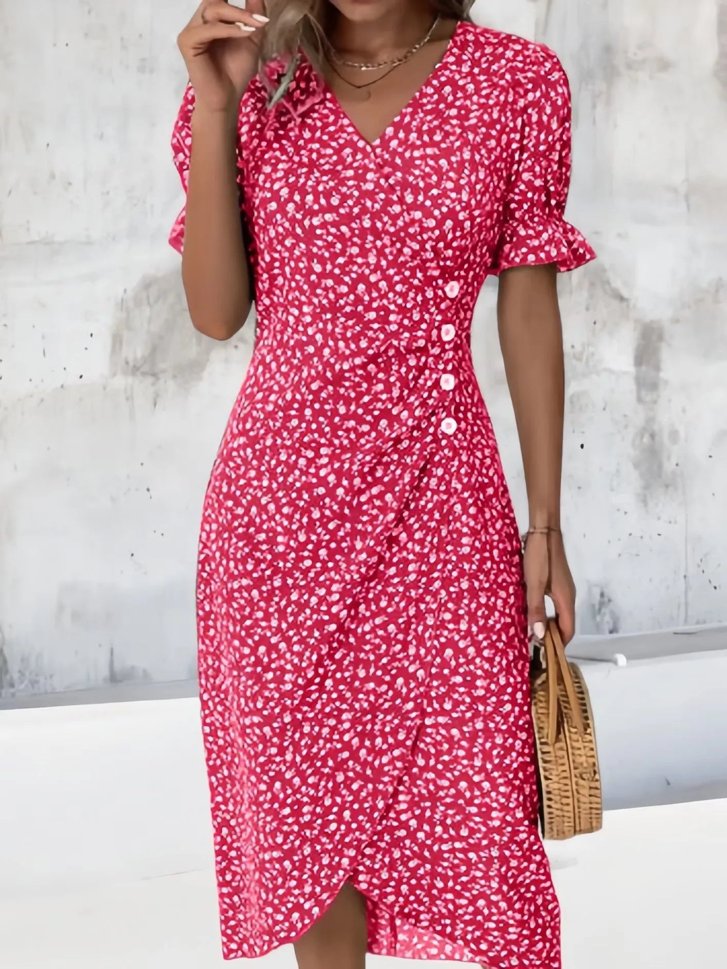 Women's Floral V-Neck Wrap Dress