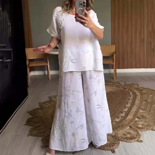 Women’s Printed Two-Piece Wide-Leg Pants Set