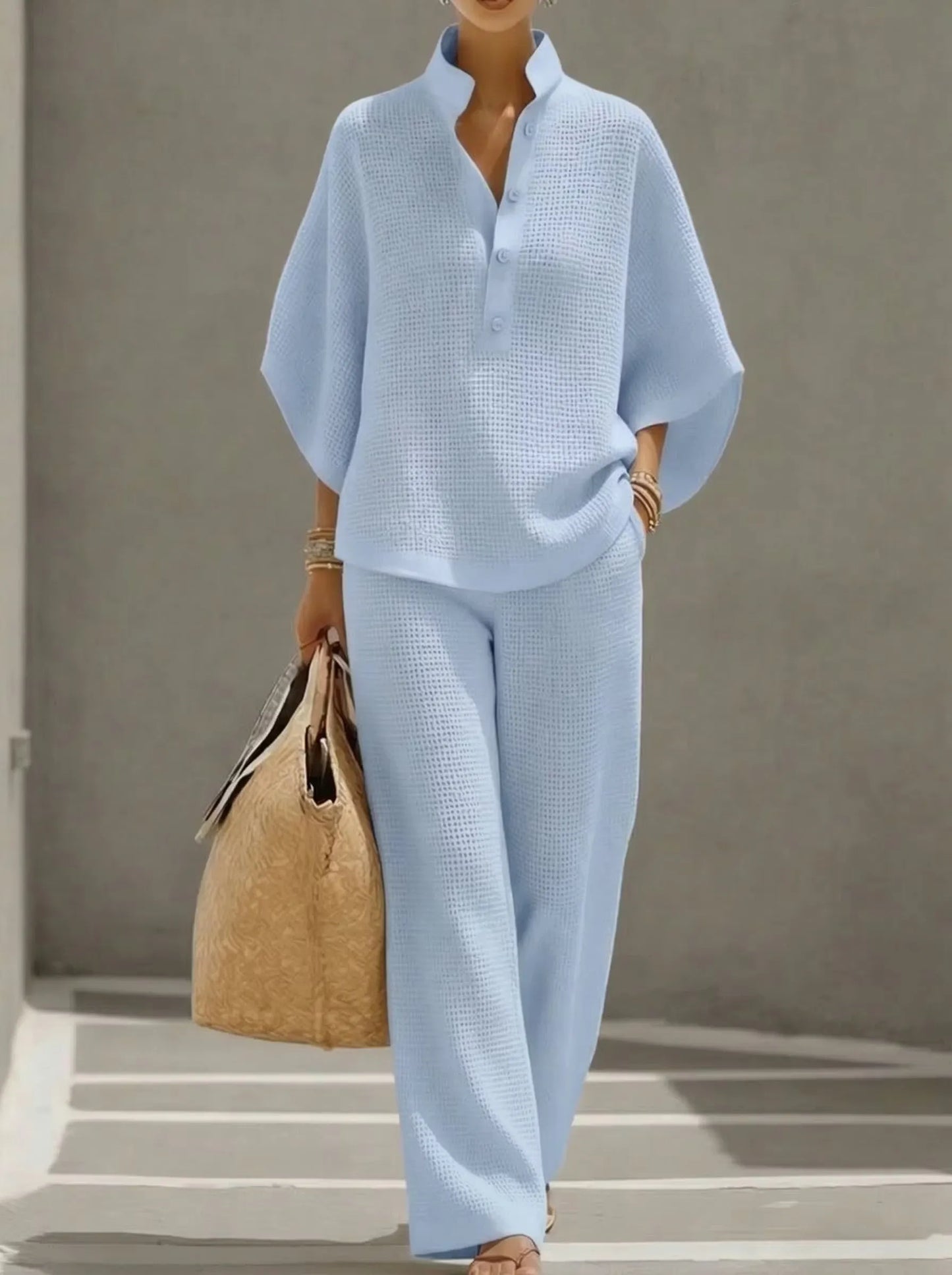 Women's Waffle Textured Lounge Set