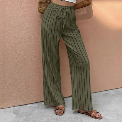 Women’s Striped Wide-Leg Drawstring Pants