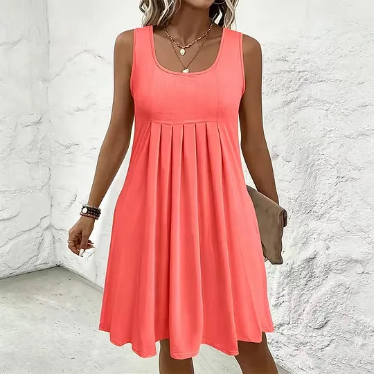 Women's Sleeveless Pleated Swing Dress