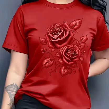 Women's Rose Graphic Crewneck T-Shirt