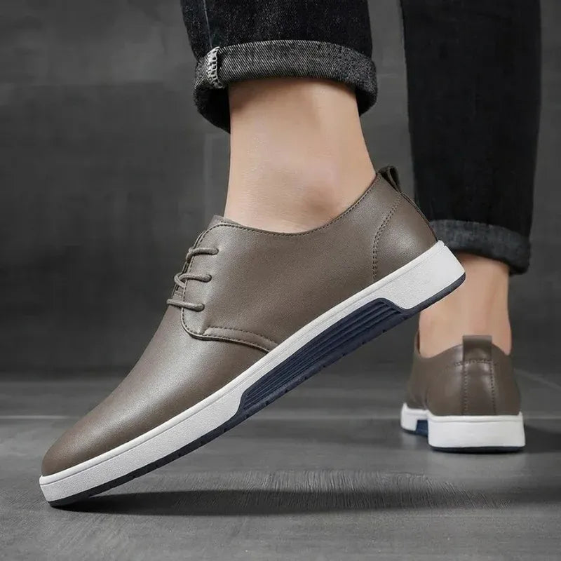 Men’s Casual Leather-Look Lace-Up Sneakers