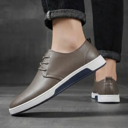 Men’s Casual Leather-Look Lace-Up Sneakers
