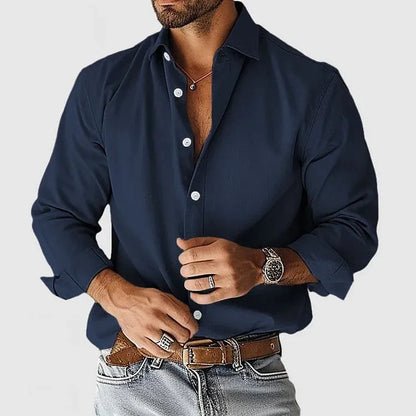 Men’s Relaxed Long Sleeve Button-Up Shirt