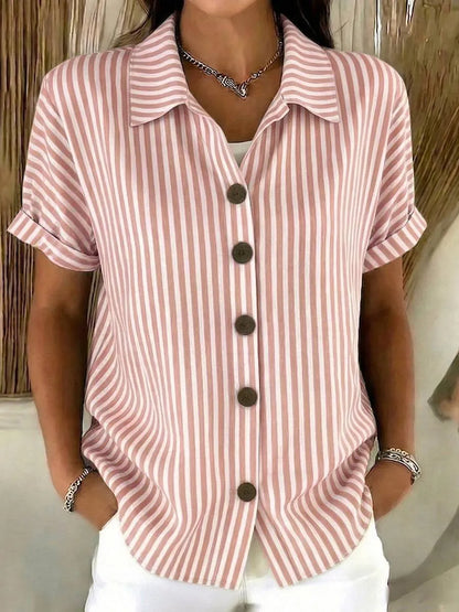Women’s Striped Cotton-Linen Button-Up Shirt