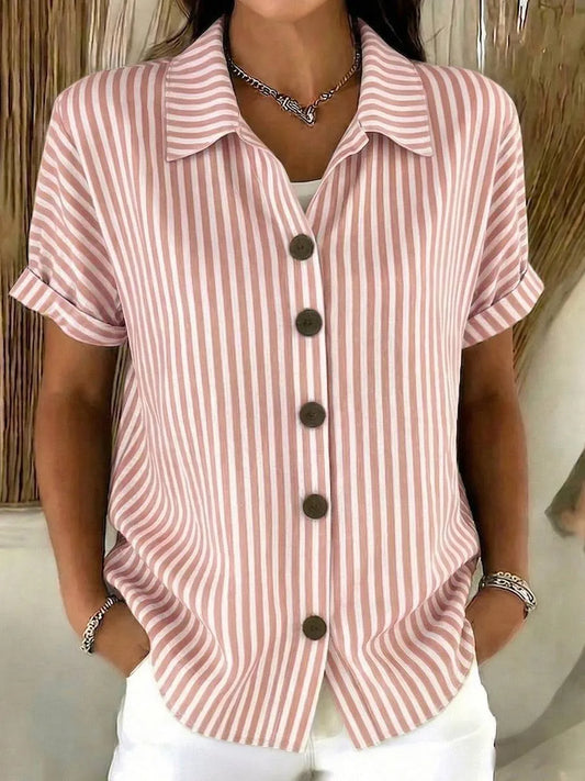 Women’s Striped Cotton-Linen Button-Up Shirt