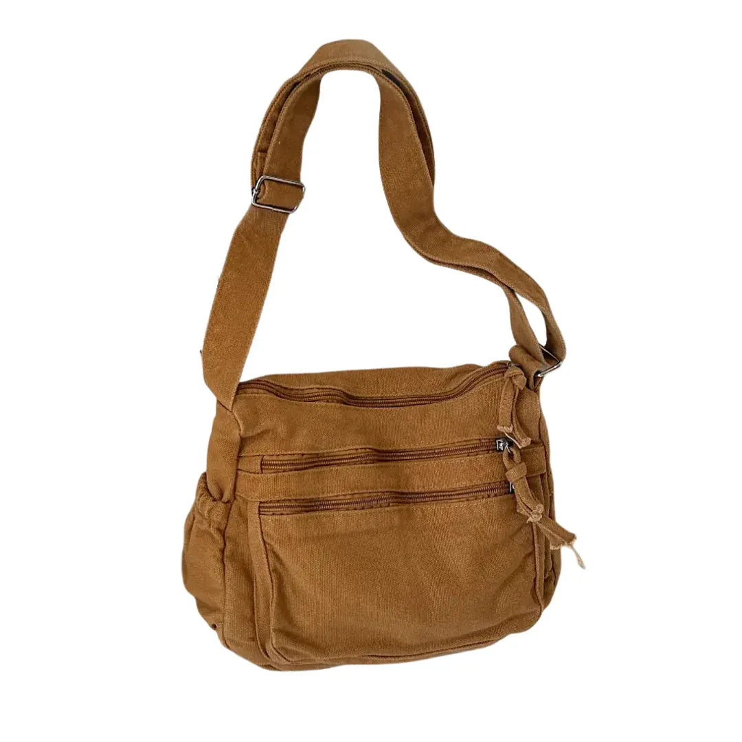 Retro Multi-Pocket Canvas Crossbody Bag