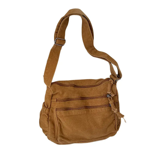 Retro Multi-Pocket Canvas Crossbody Bag
