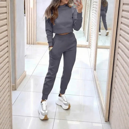 Women’s Slim Fit Cropped Sweatshirt and Jogger Set