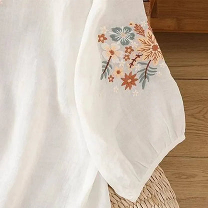Women’s Floral Embroidered 3/4 Sleeve Blouse