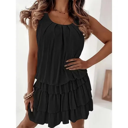 Women's Sleeveless Tiered Ruffle Mini Dress