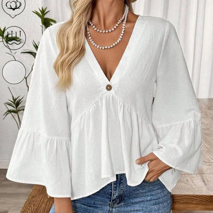 Women’s V-Neck Flounce Sleeve Blouse